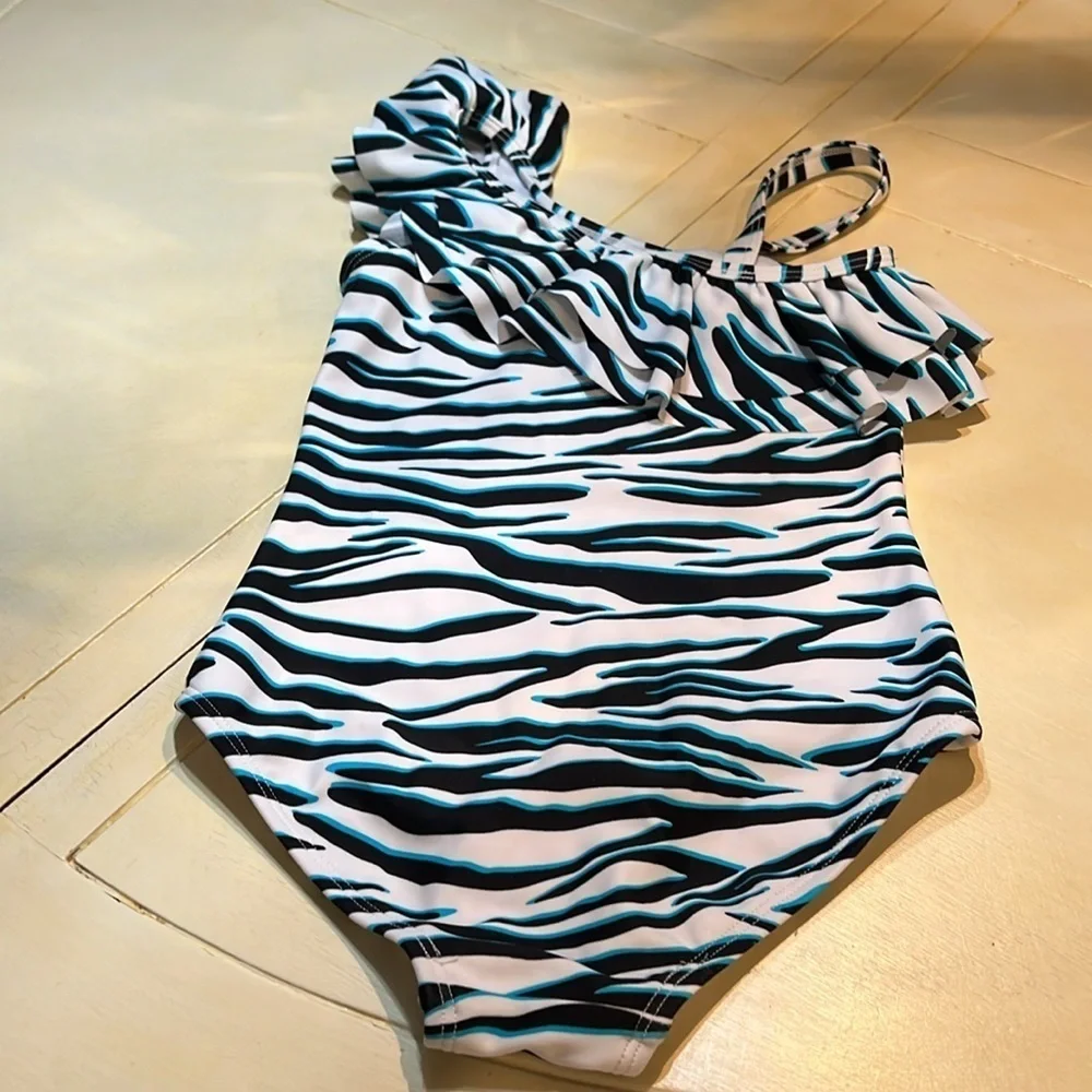Stylish Zebra Print Kids Swimsuit by Kami size 5